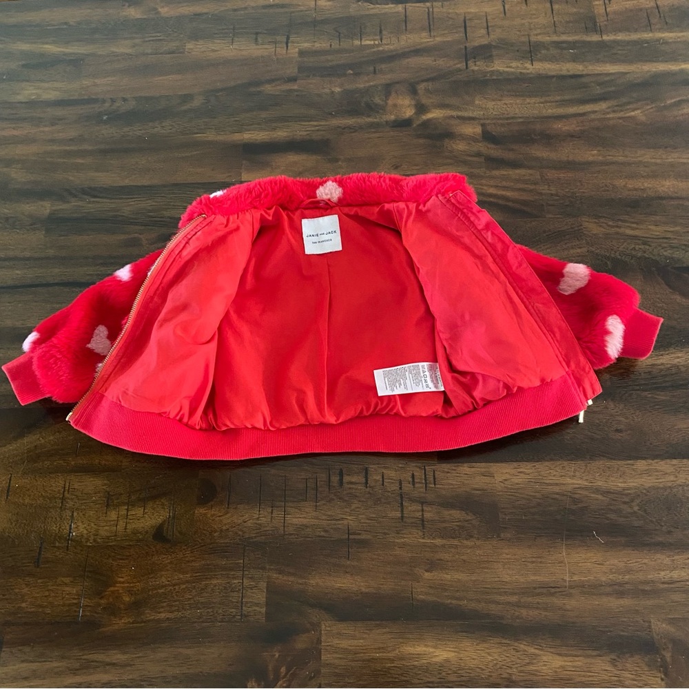 Janie and Jack Faux Fur Heart Bomber Jacket - Picture 6 of 9